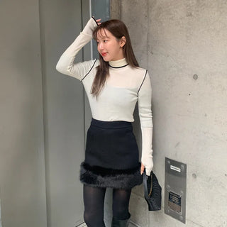 Hem fur mini skirt