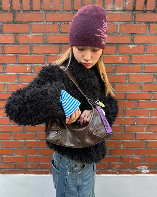 Vintage leather one-shoulder square bag