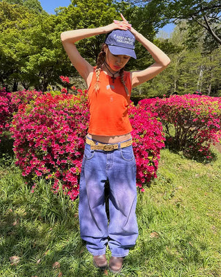 (ORIGINAL) Loose-fit denim pants (purple)