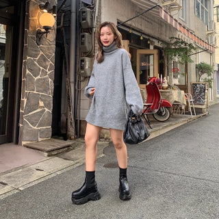 Turtleneck knit dress