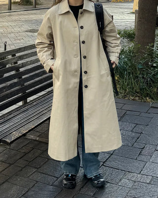 Single-breasted long trench coat