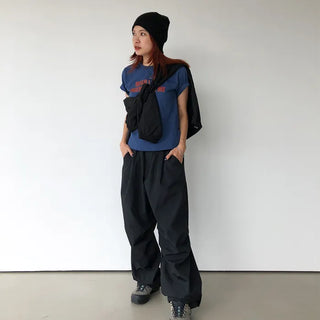 Lettering Half-Crop Half-Sleeve T-Shirt