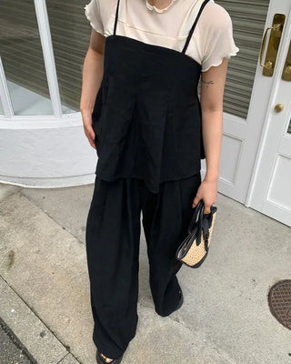 Pleated camisole and wide-leg pants set