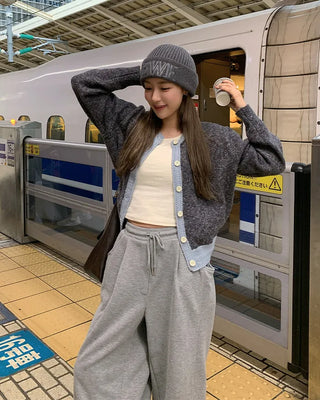 Two-tone round cardigan