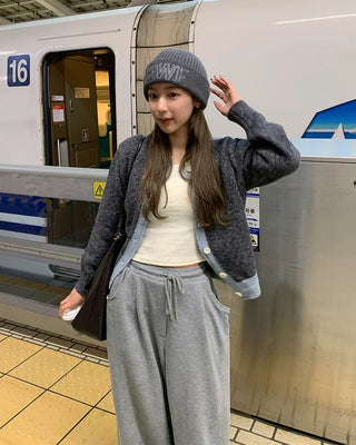 Two-tone round cardigan