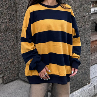 Bordered two-tone long-sleeve T-shirt