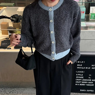 Two-tone point round cardigan