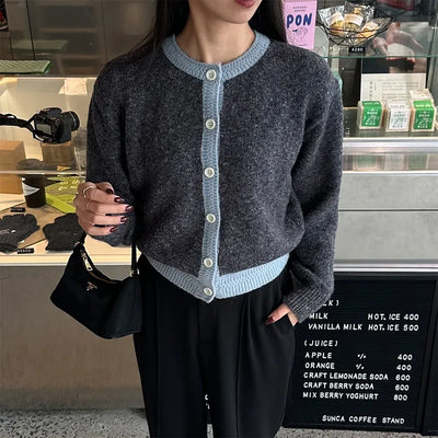 Two-tone point round cardigan