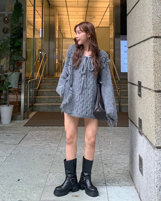Bust eyelet point knit
