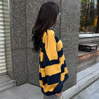 Bordered two-tone long-sleeve T-shirt