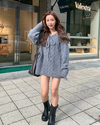 Bust eyelet point knit