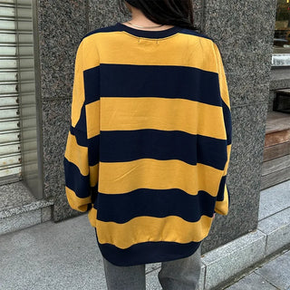 Bordered two-tone long-sleeve T-shirt