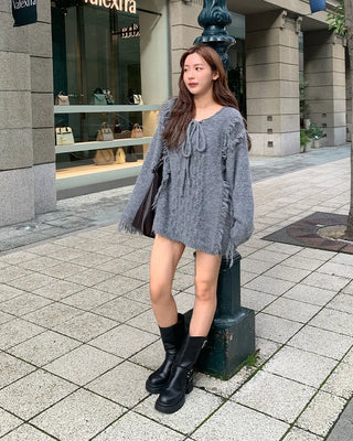 Bust eyelet point knit