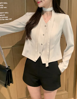 Tie jacket & blouse set