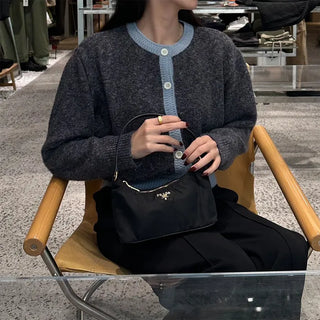Two-tone point round cardigan