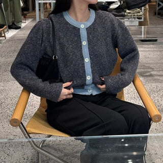 Two-tone point round cardigan