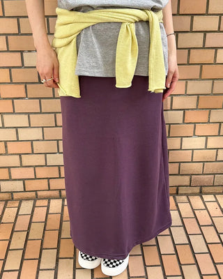 Wide-waisted ribbed easy maxi skirt