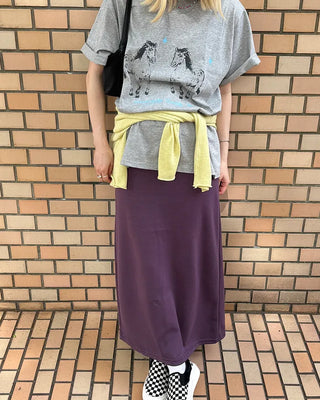 Wide-waisted ribbed easy maxi skirt