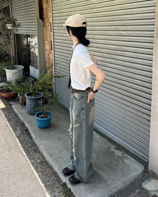 Vintage distressed denim pants