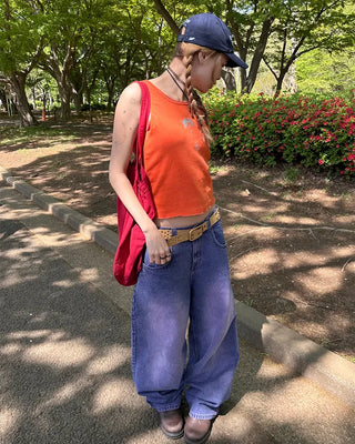 (ORIGINAL) Loose-fit denim pants (purple)