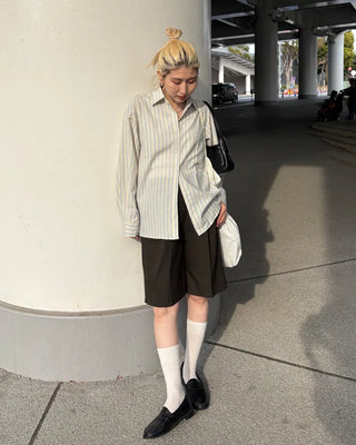 Double Stripe Wrinkle Loose Shirt