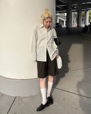 Waistband with elastic back pleats, slacks, half-pants