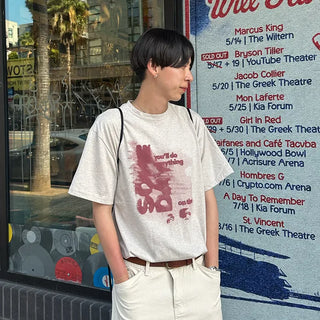 Vintage print short-sleeved T-shirt