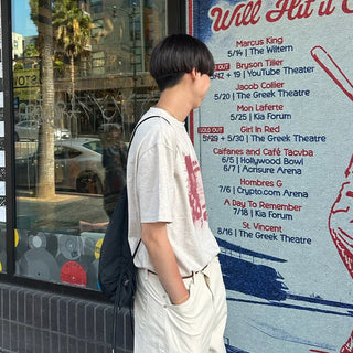 Vintage print short-sleeved T-shirt