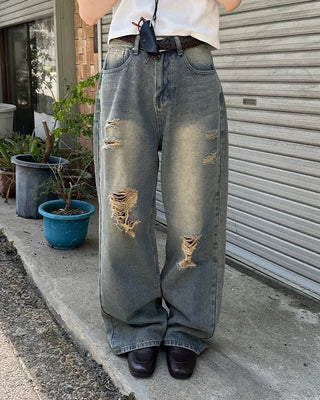 Vintage distressed denim pants