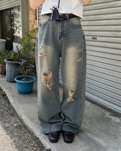 Vintage distressed denim pants
