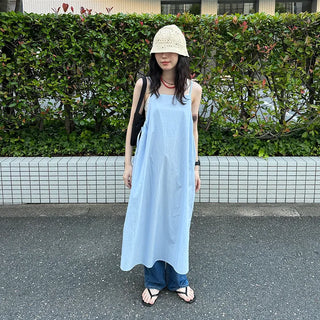 Sleeveless Shirred Long Dress