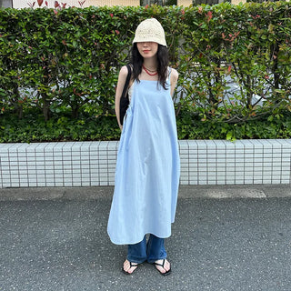 Sleeveless Shirred Long Dress