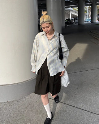 Double Stripe Wrinkle Loose Shirt
