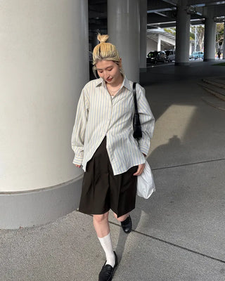 Waistband with elastic back pleats, slacks, half-pants