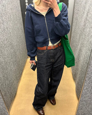 Back patch rigid wide denim pants