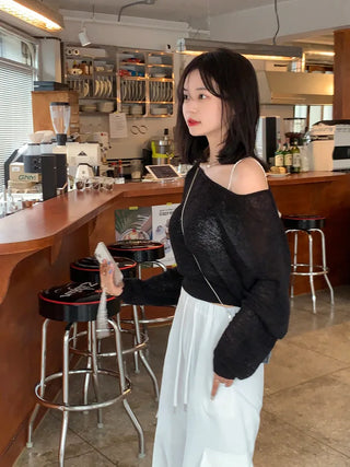V-neck sheer knit (5 colors)