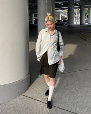 Waistband with elastic back pleats, slacks, half-pants