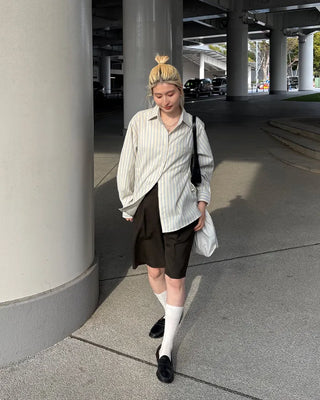Double Stripe Wrinkle Loose Shirt