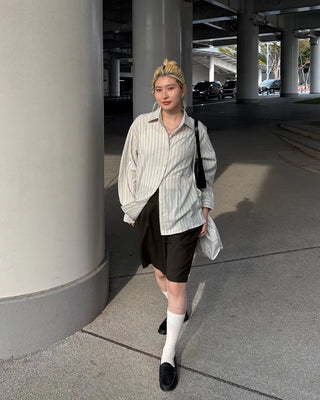 Double Stripe Wrinkle Loose Shirt