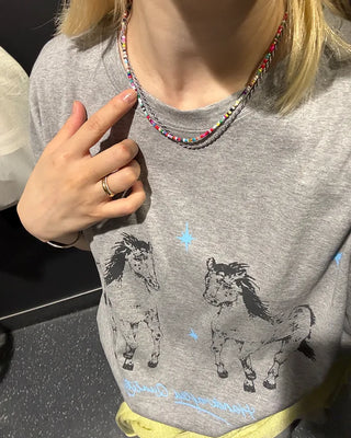 Double Horse Print Half T-Shirt