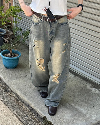 Vintage distressed denim pants