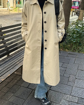 Single-breasted long trench coat