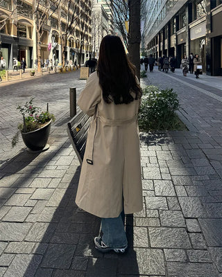 Single-breasted long trench coat