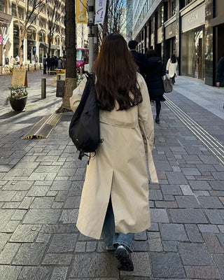 Single-breasted long trench coat