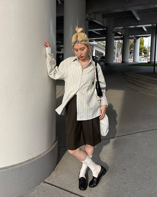 Double Stripe Wrinkle Loose Shirt