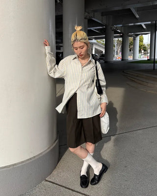 Waistband with elastic back pleats, slacks, half-pants
