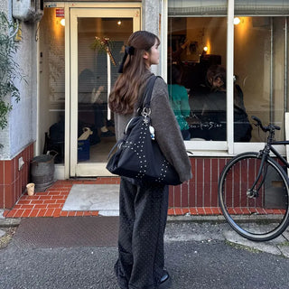 Polka dot flared skirt pants