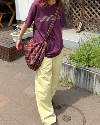 Checked Ribbon Shoulder Bag
