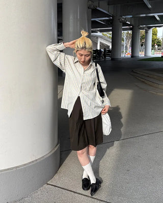 Waistband with elastic back pleats, slacks, half-pants