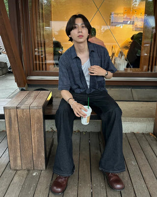 Checked short-sleeved shirt